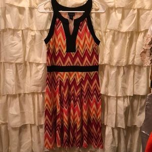 Orange chevron skater dress